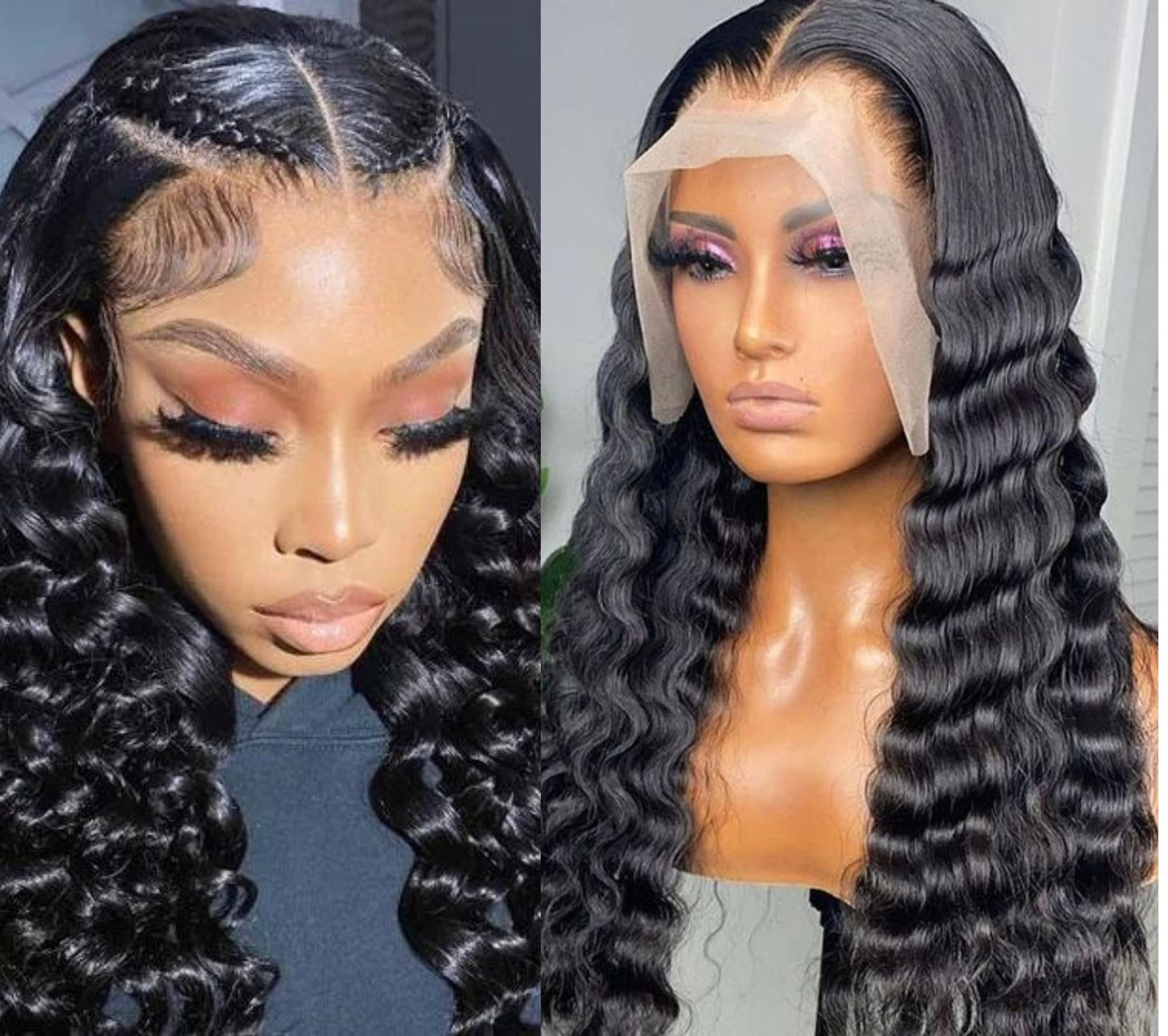 I.B.H Deep wave 13x4 transparent lace wig, Natural colour